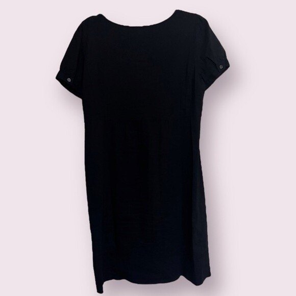 Theory Willy Dress Black Linen Blend Short Sleeves Lightweight Womens Size 12 - Picture 2 of 9